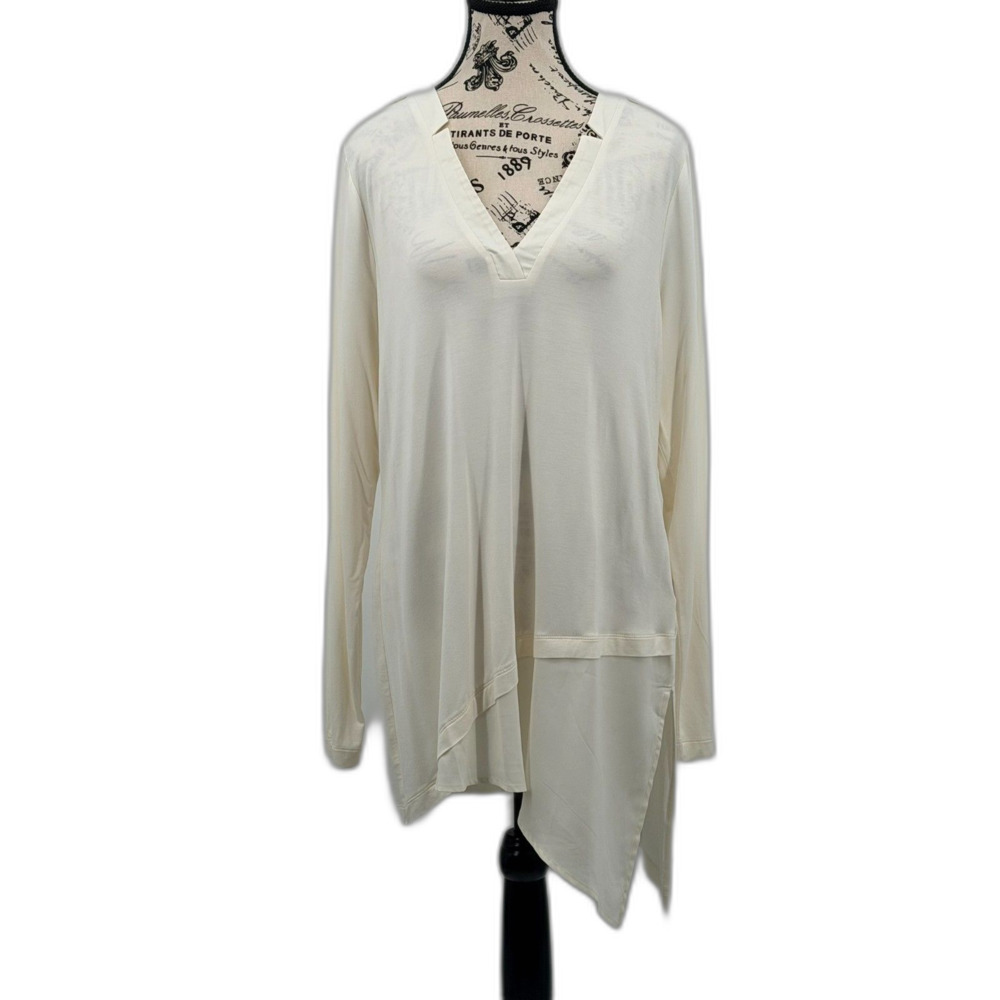 WHBM Ivory Layered Tunic Asymmetrical Lagenlook Flowy Spring Light MSRP $68